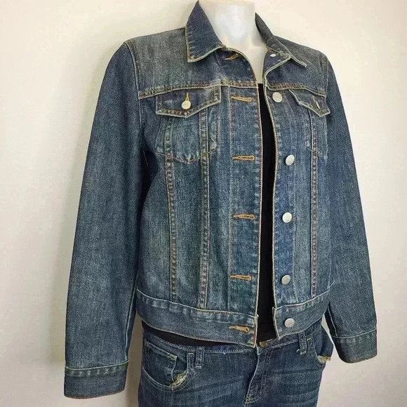 J. Crew Denim Jacket Medium Blue Vintage Wash Denim Jean Jacket Small - Picture 3 of 13